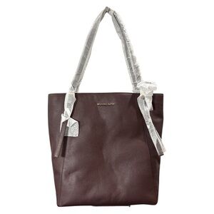 NWT Michael Kors Megan Large Pebbled Leather Tote Shoulder Bag Purse Barolo